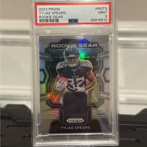 🔥 2023 Tyjae Spears Panini Prizm Rookie Gear Jersey Patch Card. PSA 9